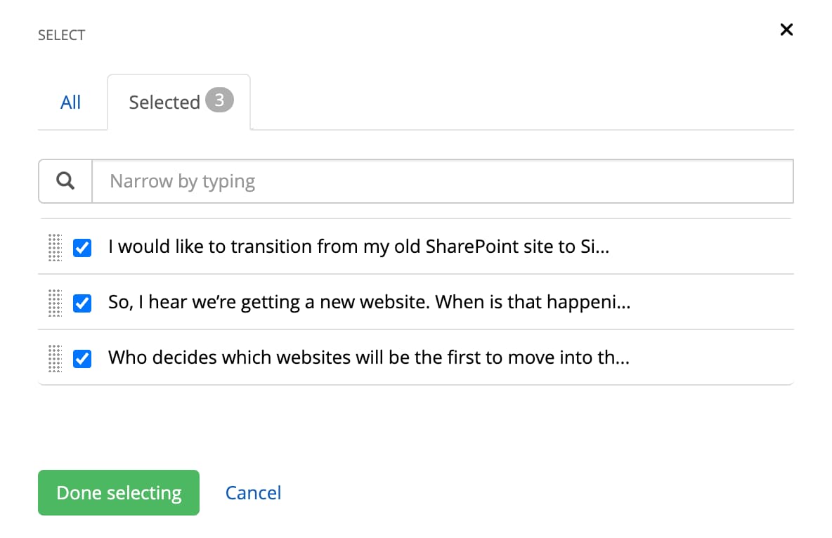 FAQ sort order - drag and drop FAQ items