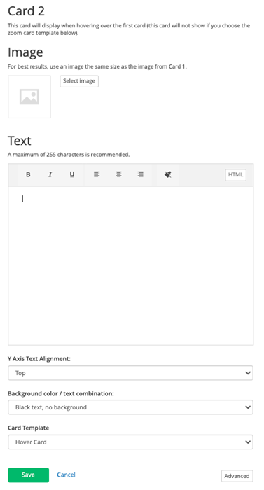 Hover card - card 2 settings Hover card - card 2 settings