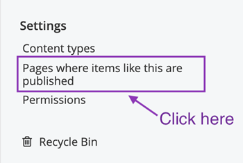 Content type settings 
