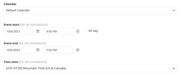 Event details: time and day Event details: time and day