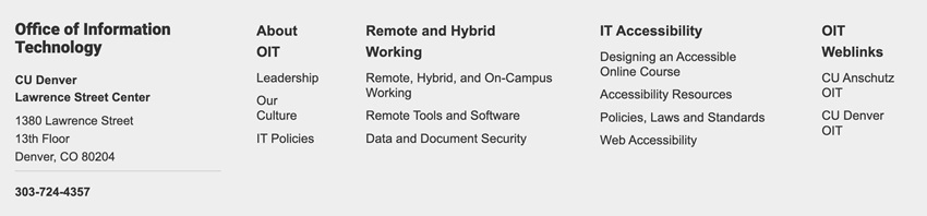 Office of Information Technology footer example Office of Information Technology footer example