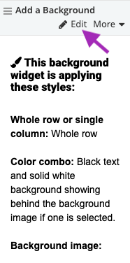 Click edit on Add a background widget