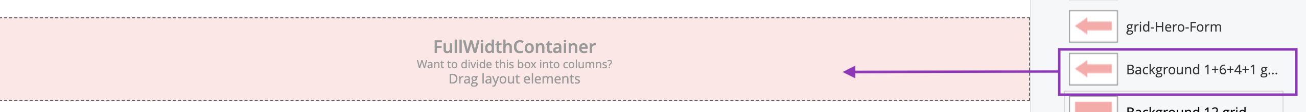 Drag and drop hero background grid widget