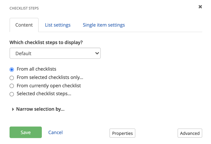 Select a checklist Select a checklist