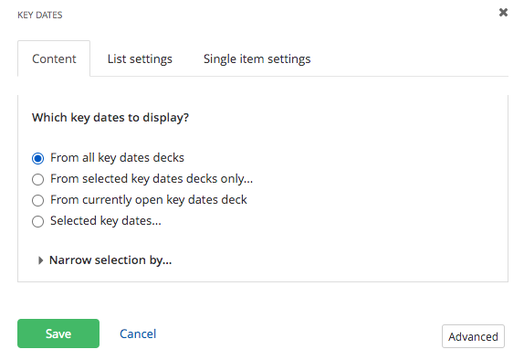 choose what key dates to display in the content tab choose what key dates to display in the content tab