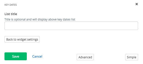 Key Dates - Title settings Key Dates - Title settings