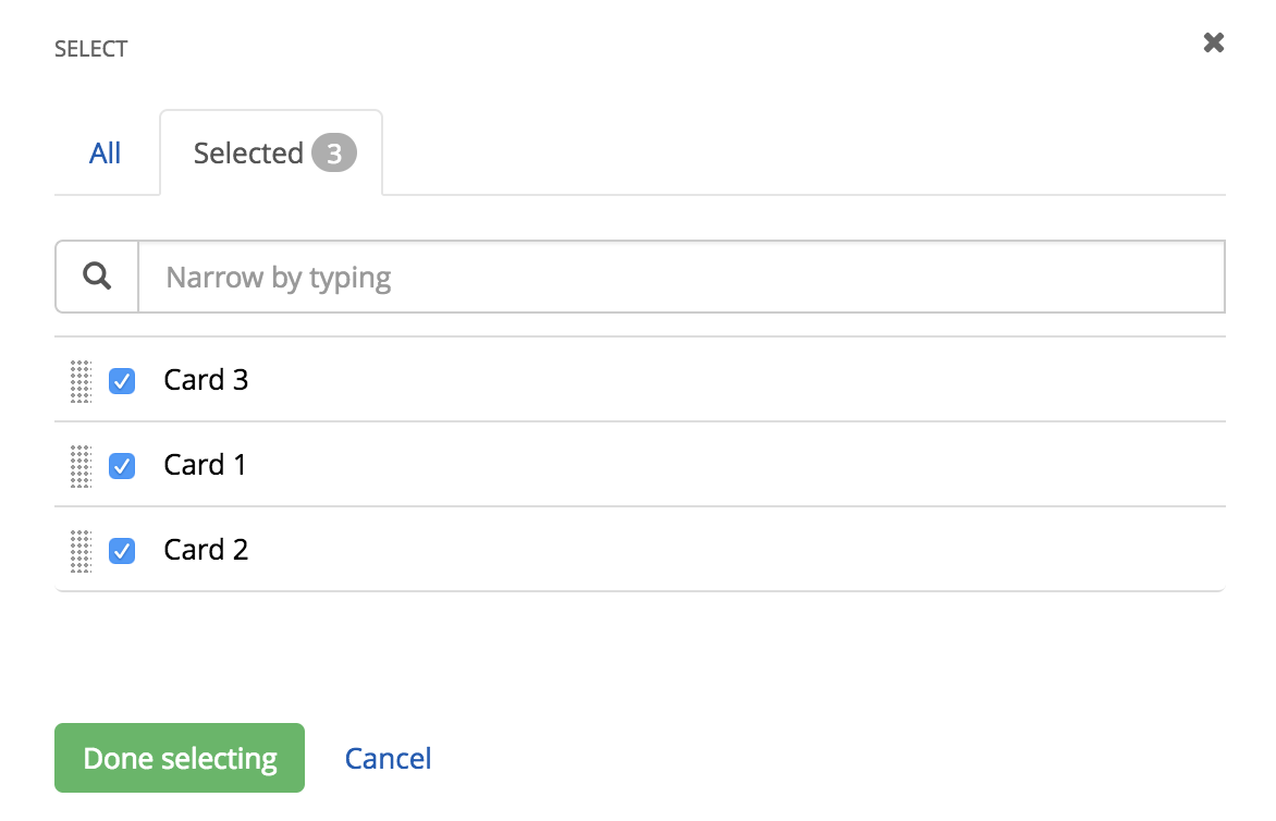 Screenshot of selected tab settings