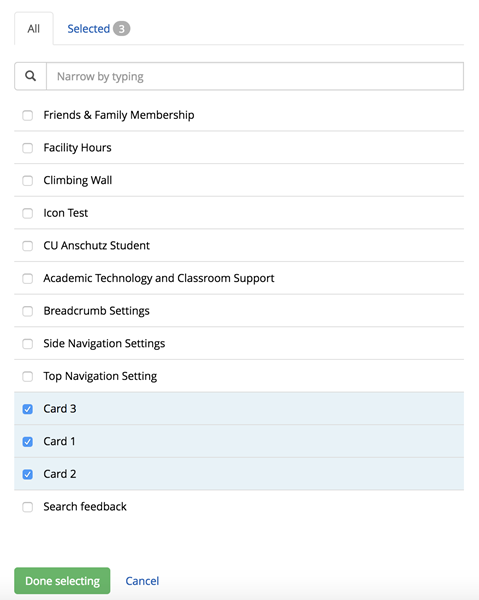 Screenshot of single items selected for sorted Screenshot of single items selected for sorted