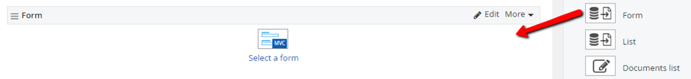 Dragging form widget to content area Dragging form widget to content area