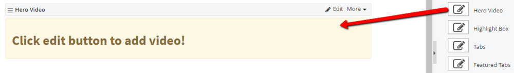 Dragging hero video widget to content area Dragging hero video widget to content area