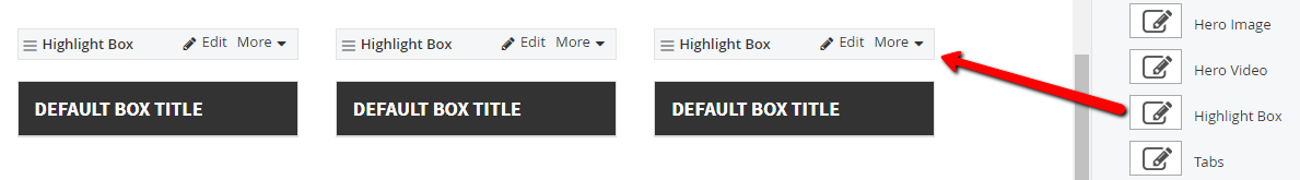 Dragging highlight box widget to content area