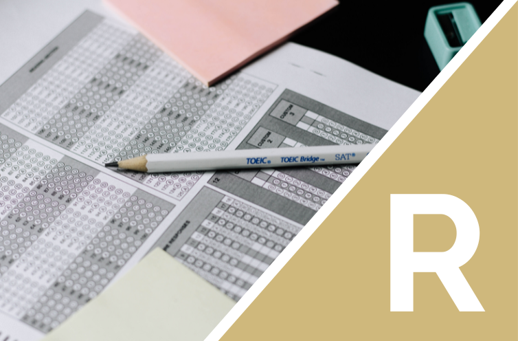 Triangle image of an in-person test and a CU gold triangle with the letter 