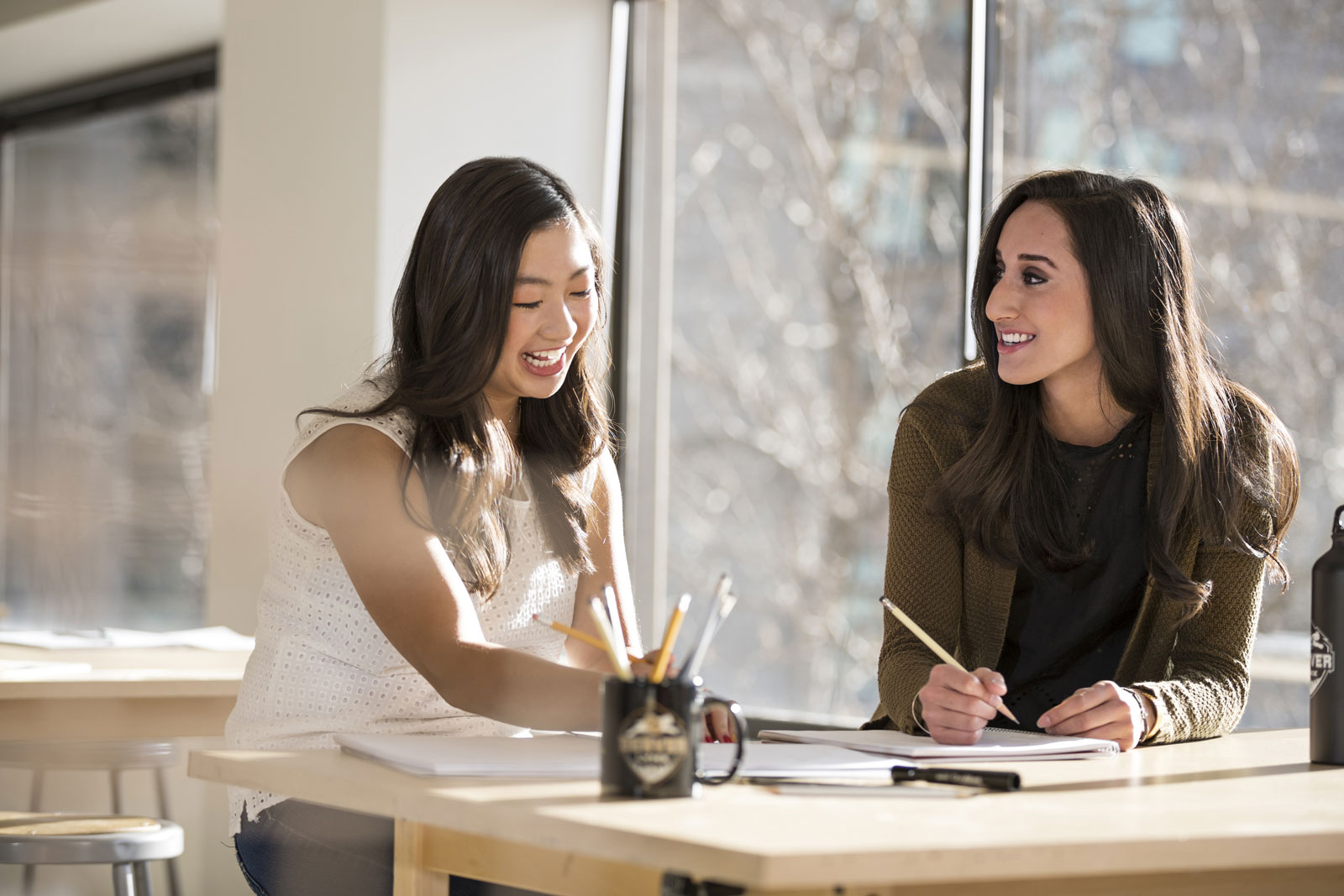 Women writing in notebooks