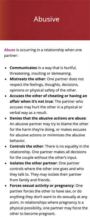 Abusive behavior components Abusive behavior components