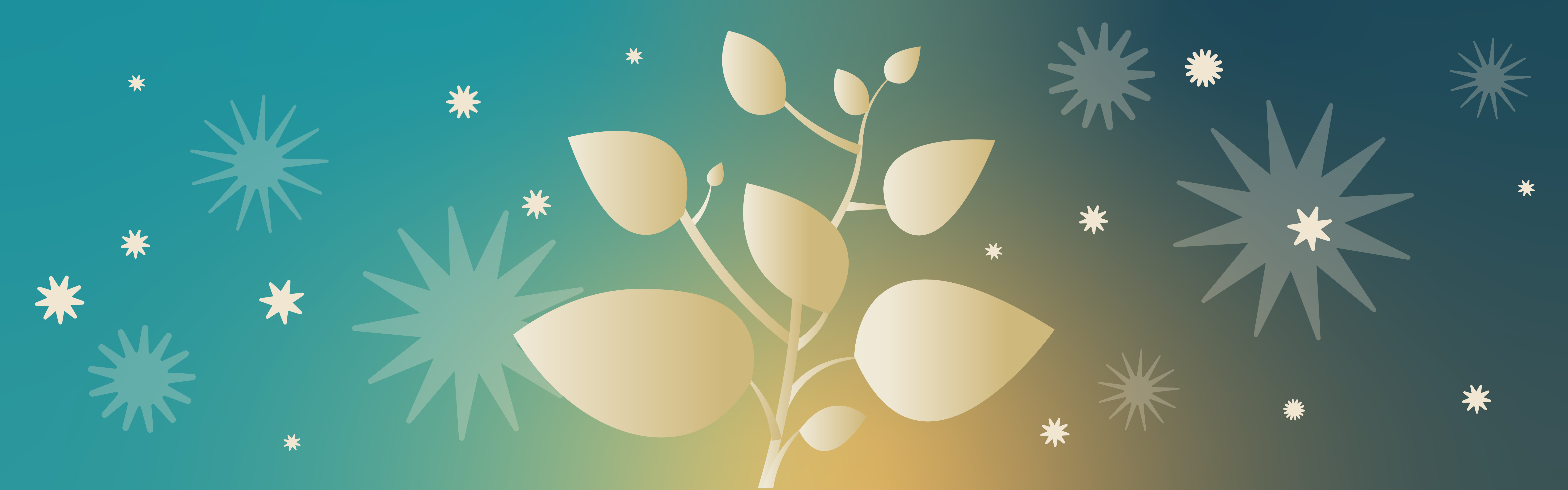 Graphic of plant sprouting with stars in the background