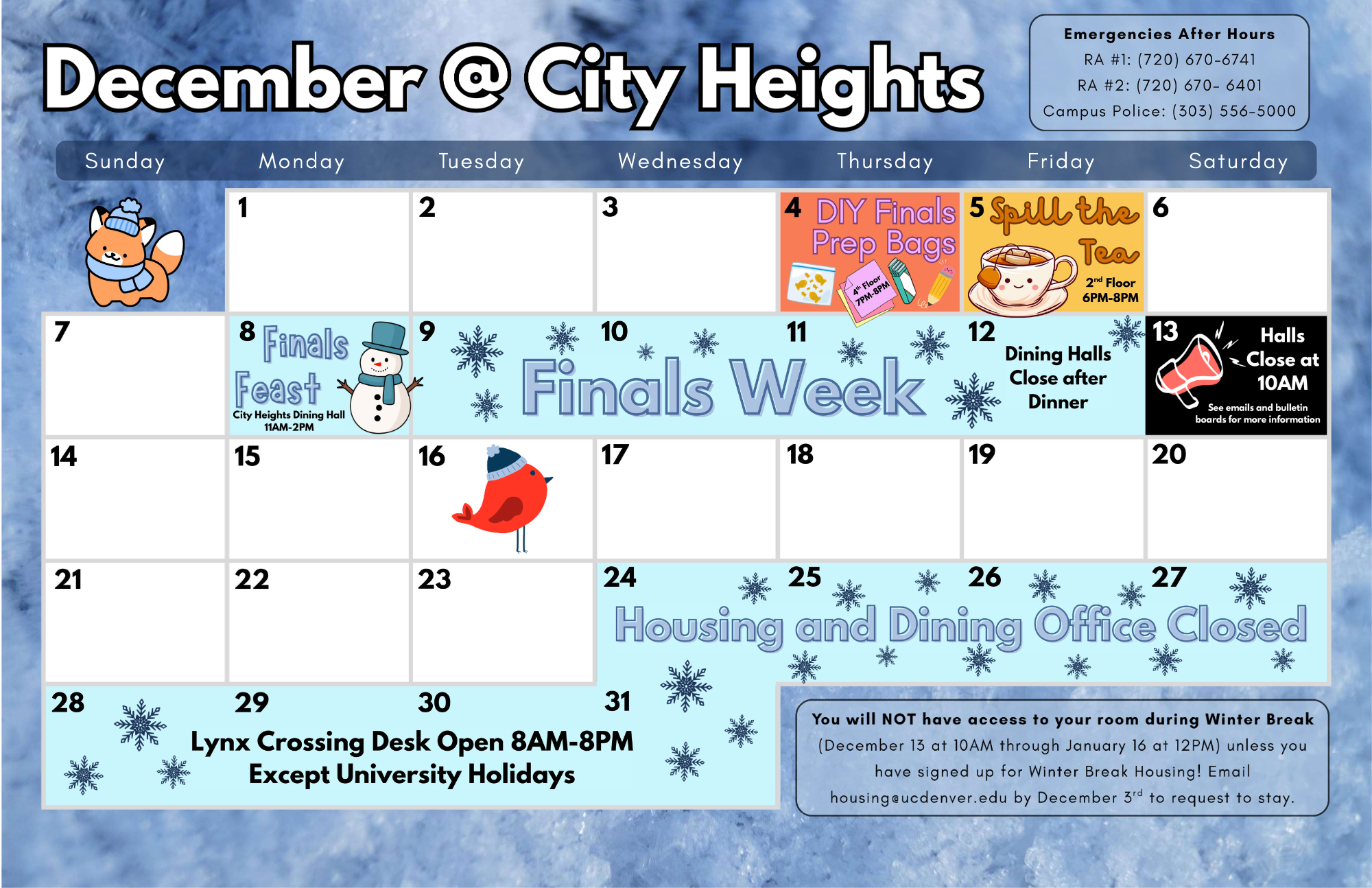 Email housing@ucdenver.edu for an accessible event calendar.