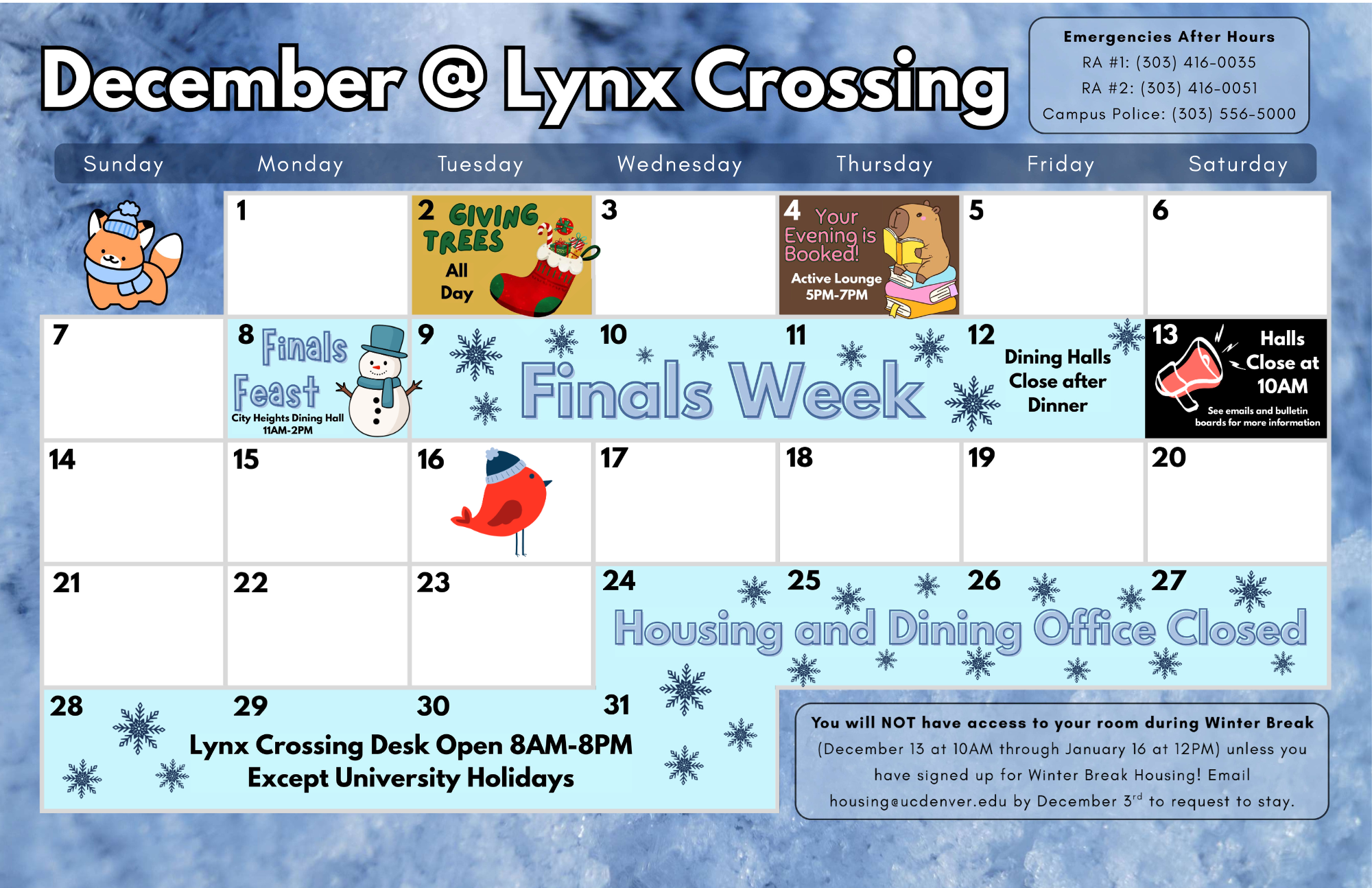 Email housing@ucdenver.edu for an accessible event calendar.