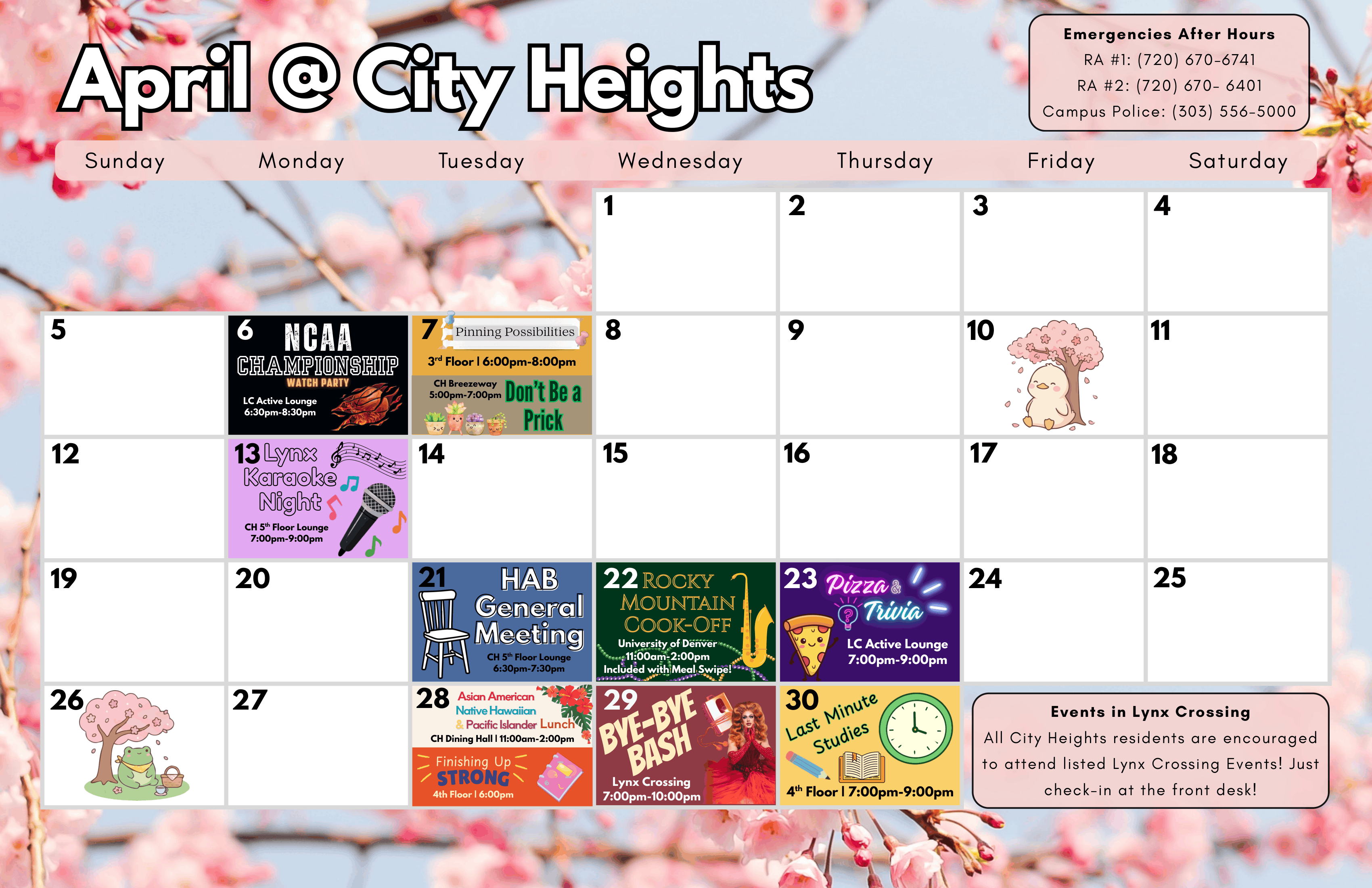 Please email housing@ucdenver.edu for an accessible version of the event calendar
