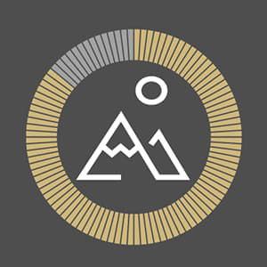 Circle graph showing 86% with a mountain and sun in the center.