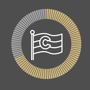 Circle graph showing 68% with a flag in the center.