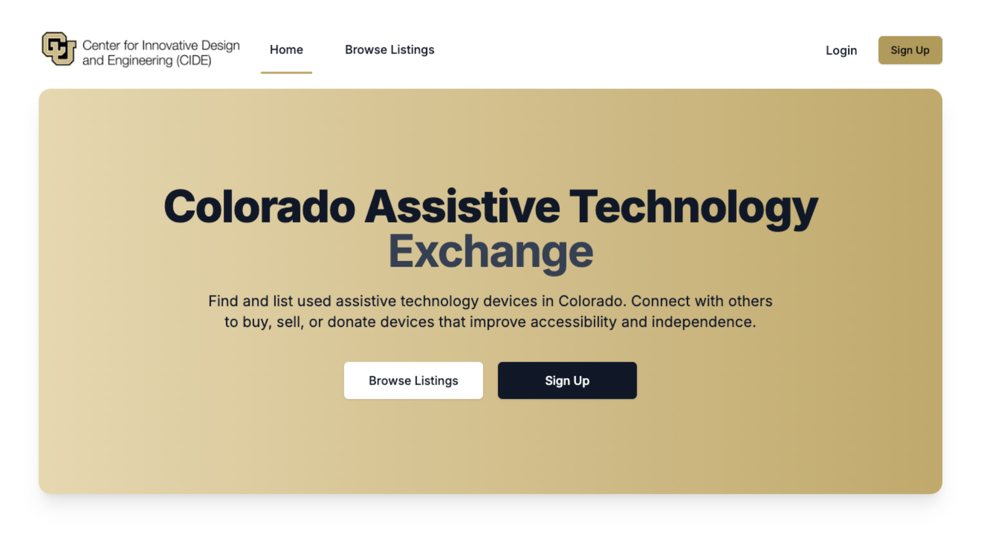 Screenshot of the Colorado Assistive Technology Exchange Homepage
