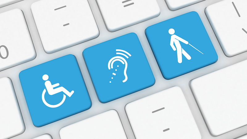 A keyboard with accessibility icons