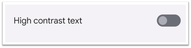 high contrast  text settings