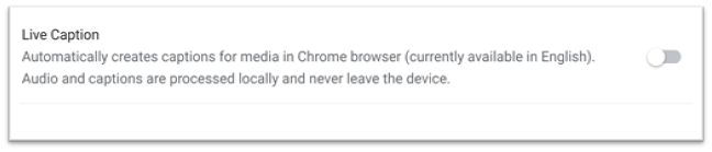 live caption setting