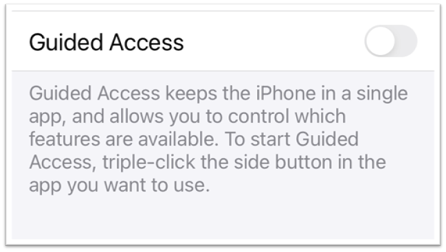guided access settings