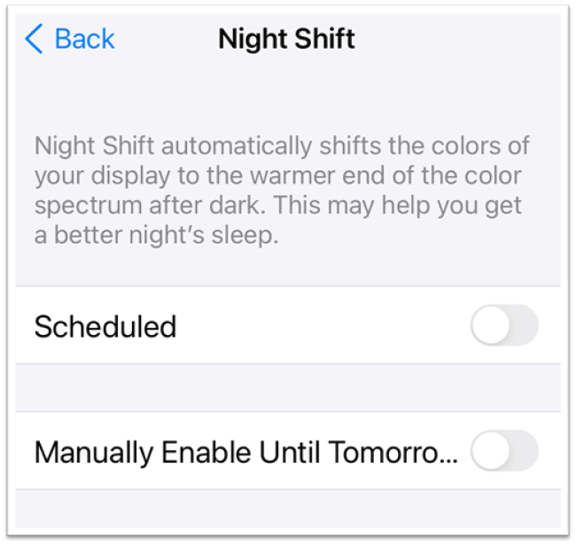 Night Light Settings