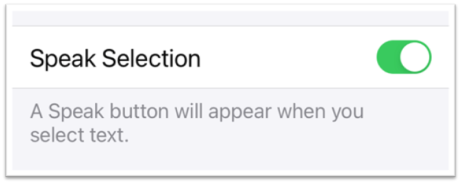 spoken content settings