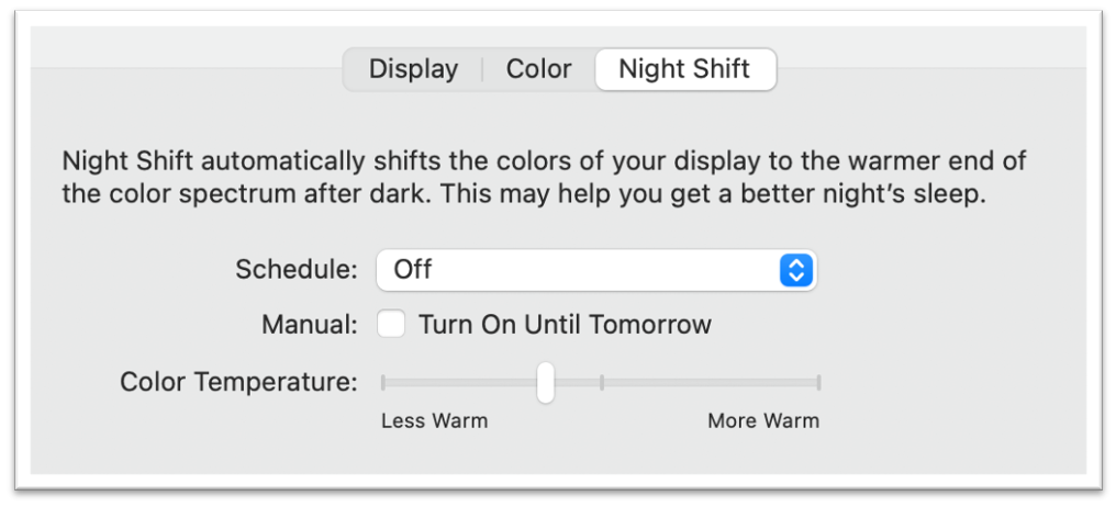 Night Light Settings