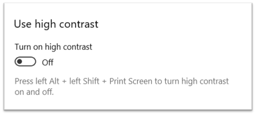 High Contrast Settings