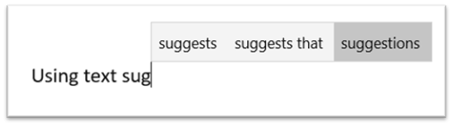 text prediction selector predicting the word suggestions
