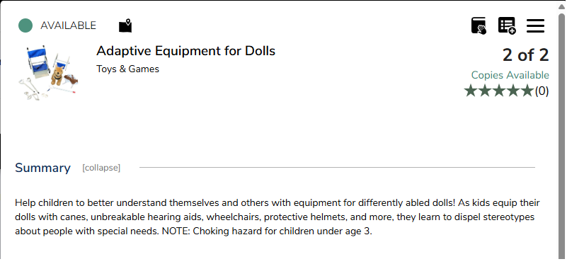adaptive equipment for dolls