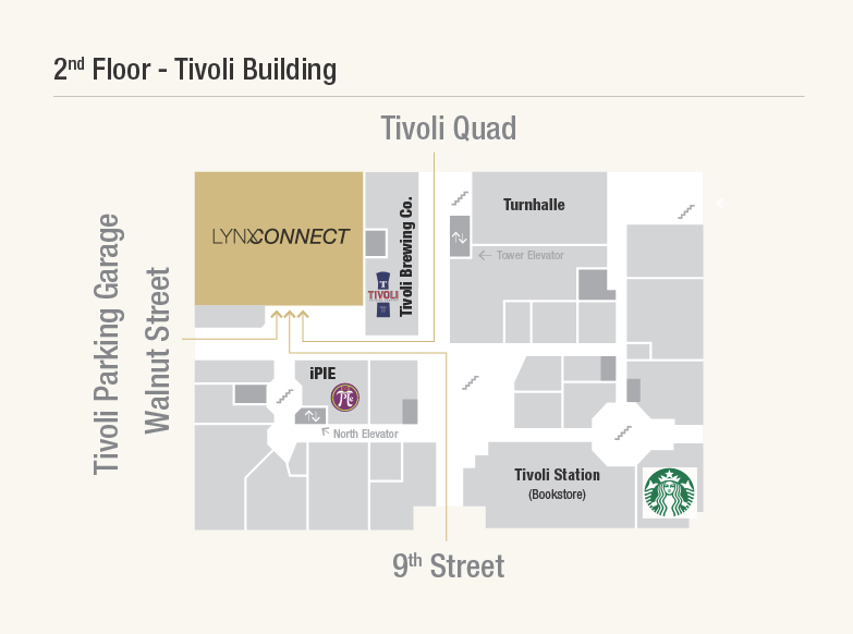 Map of LynxConnect location within Tivoli Student Union